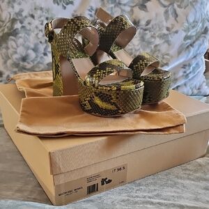 Michael Kors Olive Snake Print Platform Heels